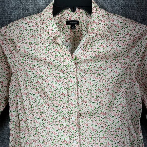 Talbots Floral Button Down Shirt - Cream and Pink - Picture 3 of 12